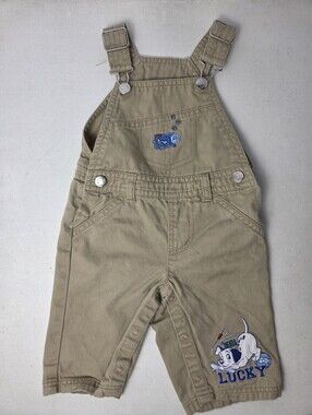 Vintage Disney Baby 101 Dalmatians Khaki  Puppy Overalls 0-3 Months Nostalgic